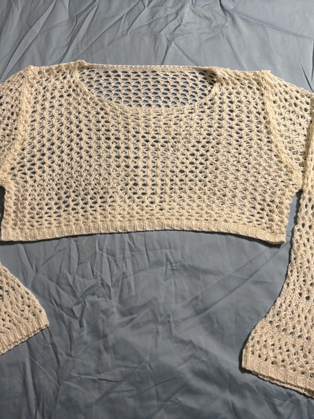 Lightweight white Open-Knit Bolero Sweater swim cropped coverup size XL